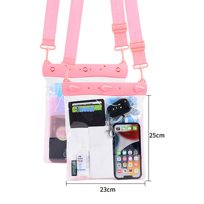 Large Capacity Waterproof Phone Pouch Diving Floating Protection Shoulder Bag Case with Clear Touch Screen Film