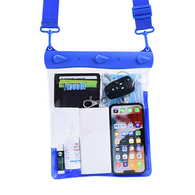 Large Capacity Waterproof Phone Pouch Diving Floating Protection Shoulder Bag Case with Clear Touch Screen Film