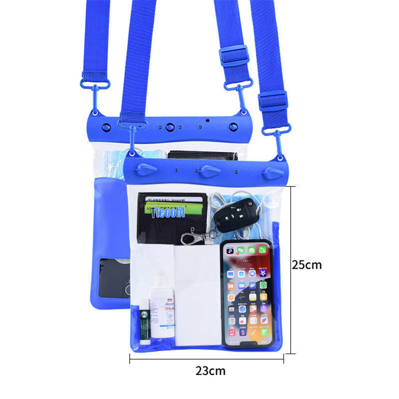 Large Capacity Waterproof Phone Pouch Diving Floating Protection Shoulder Bag Case with Clear Touch Screen Film