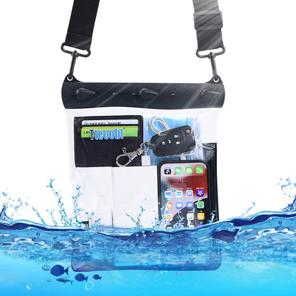 Large Capacity Waterproof Phone Pouch Diving Floating Protection Shoulder Bag Case with Clear Touch Screen Film