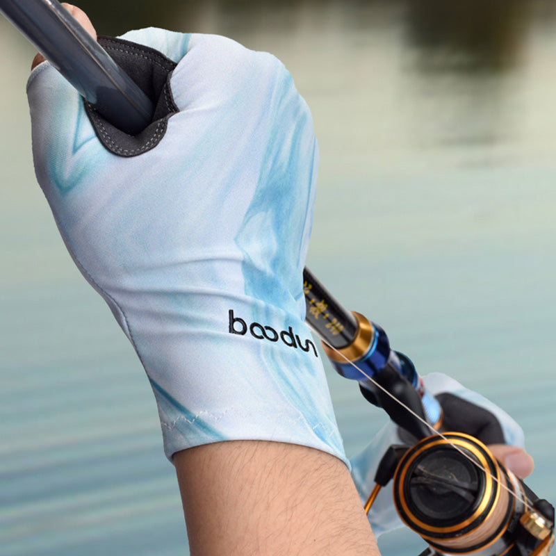 BOODUN P111439 One Pair Elastic Lycra Fishing Gloves Outdoor Sports Anti-UV Cycling Camping Hiking Half-Finger Gloves