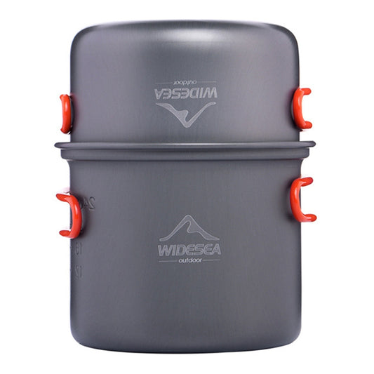 WIDESEA WSC-101 2Pcs/Set Camping Cooking Utensil Outdoor Hiking Picnic Bowl Pot Pan Set Travel Supply (No FDA Certificate, BPA-Free)