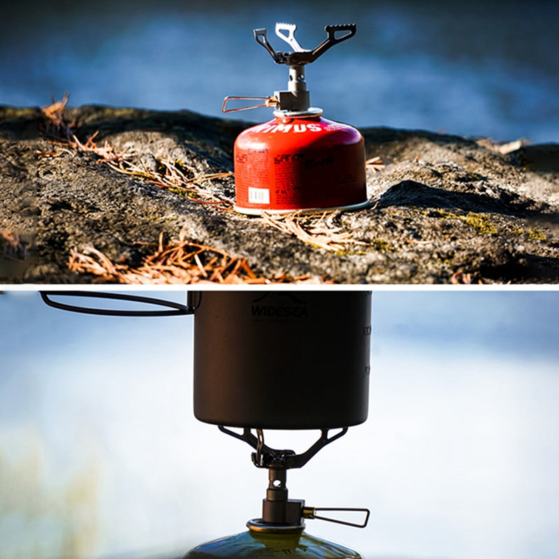 WSS-109 Camping Mini Stove Lightweight Portable Outdoor Titanium Gas Stove Foldable Spare Gas Stove for Hiking