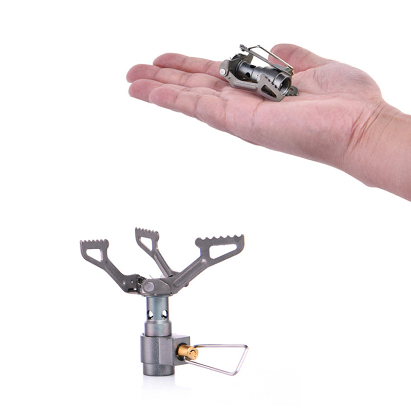 WSS-109 Camping Mini Stove Lightweight Portable Outdoor Titanium Gas Stove Foldable Spare Gas Stove for Hiking