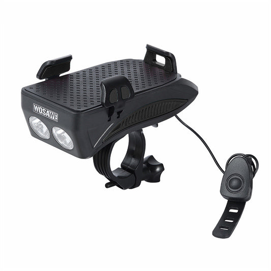 WOSAWE BCD-022 Multifunctional Bicycle Headlight 4000mAh Mountain Bike Light with Mobile Phone Clip/Bell Riding Accessories