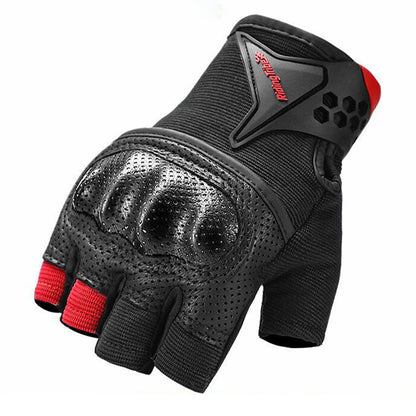 RIDING TRIBE MCS-57B Anti-Wear Summer Anti-Slip Motorcycle Riding Half Finger Gloves Fingerless Gloves for Cycling Motorbike Sports