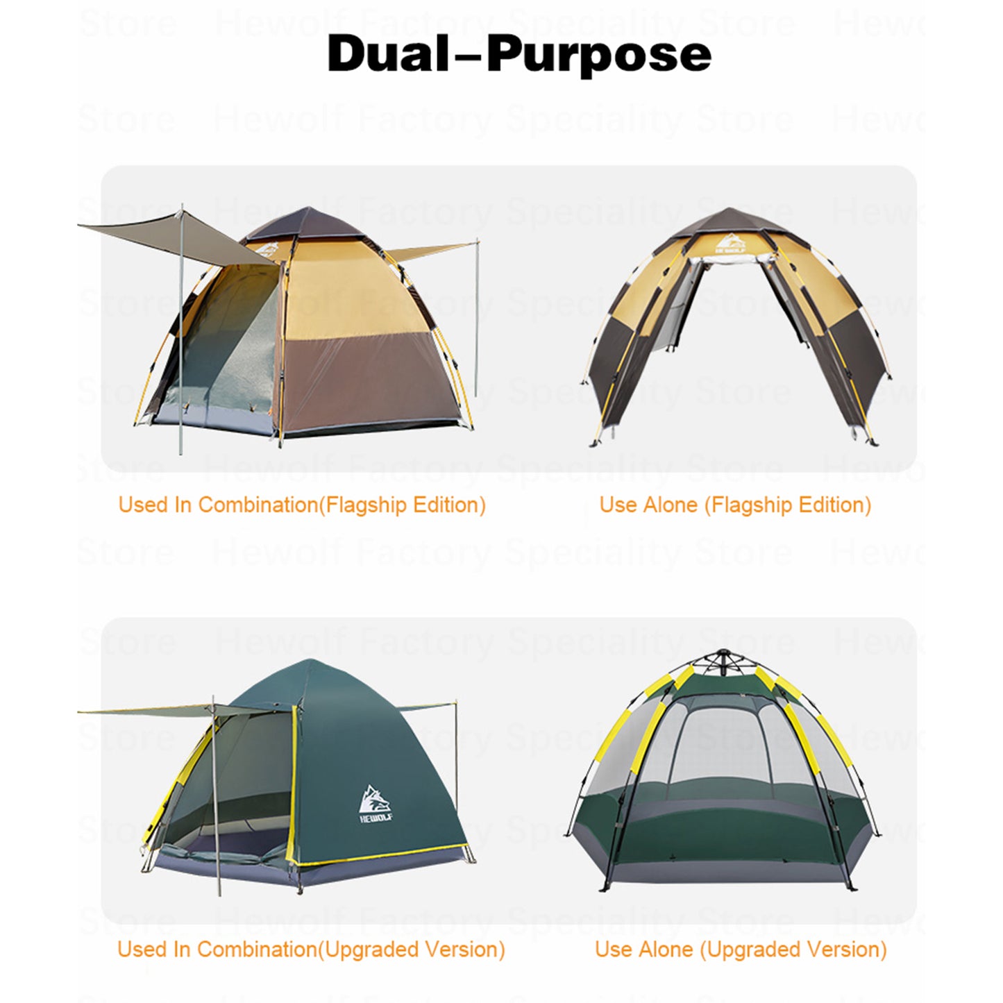 HEWOLF HW-Z1789 3-4 People Waterproof Hexagonal Automatic Tent Outdoor Camping Travel Tent