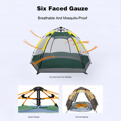 HEWOLF HW-Z1789 3-4 People Waterproof Hexagonal Automatic Tent Outdoor Camping Travel Tent