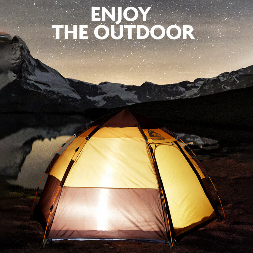 HEWOLF HW-Z1789 3-4 People Waterproof Hexagonal Automatic Tent Outdoor Camping Travel Tent