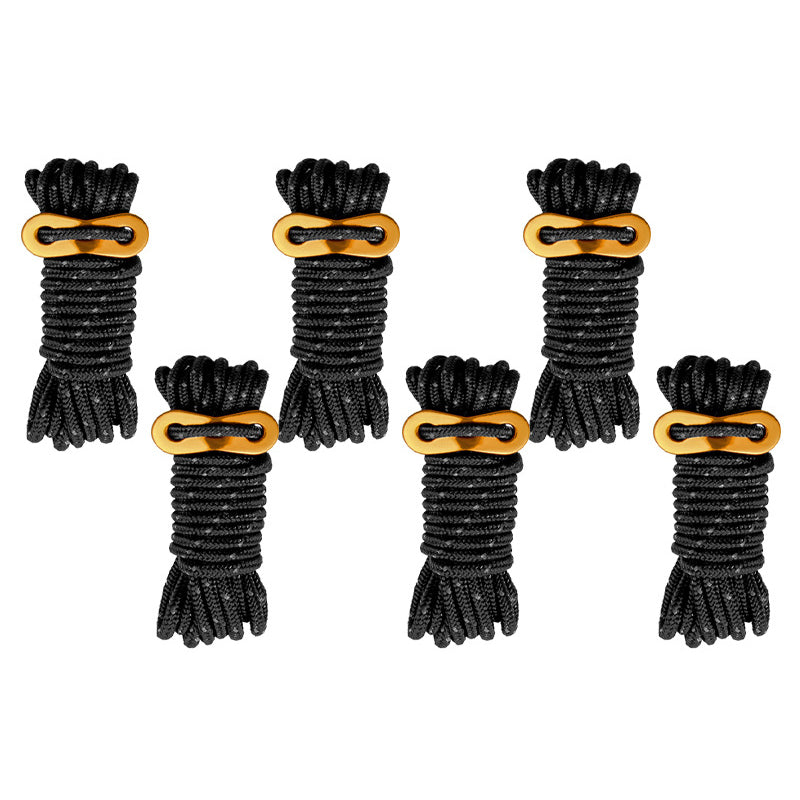 6 Bundles of Reflective Outdoor Camping Windproof Tent Rope 4mmx4m with Cord Tensioner for Fishing, Hiking, Backpacking, Emergency Rescue