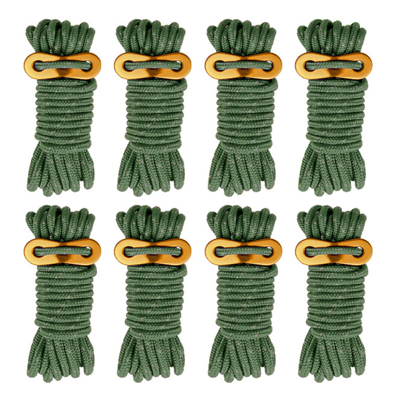 8 Bundles of Luminous Reflective Hiking Guyline High-Strength Outdoor Camping Adjustable Tent Rope with Aluminum Alloy Tensioner