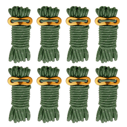 8 Bundles of Luminous Reflective Hiking Guyline High-Strength Outdoor Camping Adjustable Tent Rope with Aluminum Alloy Tensioner