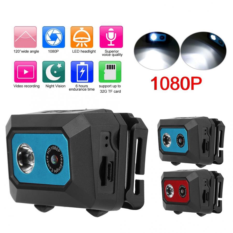 F18 HD 1080P Sports DV Camera Head-mounted DVR Action Camera Night Vision Video Camcorder with LED Headlight