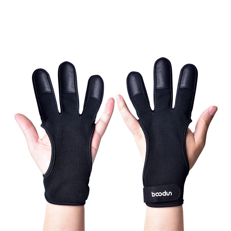 BOODUN 1280 3 Fingers Gloves Archery Guard Hand Protective Safety for Recurve Compound Bow Shooting Crossbow Slingshot Hunting