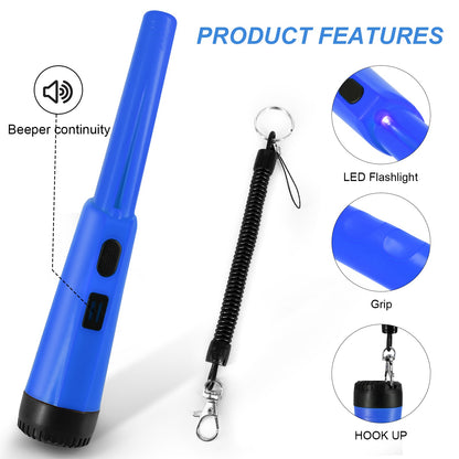 LCD Display Metal Detector Pinpointer Handheld Pin Pointer Wand Treasure Finder Probe with Spring Buckle for Adults Kids (No Battery)