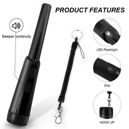 Handheld Metal Detector Pinpointer Portable Pin Pointer Wand Search Treasure Finder Probe with LCD Display for Adults Kids (No Battery, No Waterproof Bag)