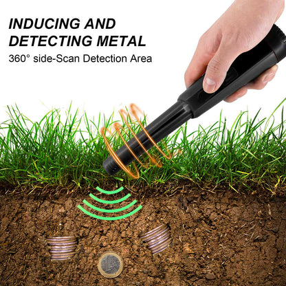 Handheld Metal Detector Pinpointer Portable Pin Pointer Wand Search Treasure Finder Probe with LCD Display for Adults Kids (No Battery, No Waterproof Bag)