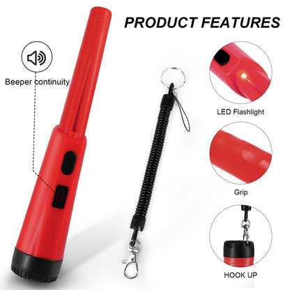 Handheld Metal Detector Pinpointer Portable Pin Pointer Wand Search Treasure Finder Probe with LCD Display for Adults Kids (No Battery, No Waterproof Bag)