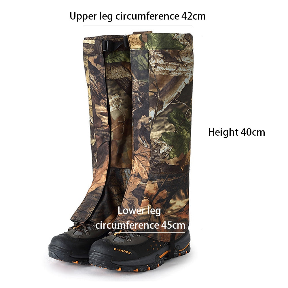 LUCKSTONE 1 Pair Dead Leaf Camouflage Gaiters Waterproof Boots Shoe Covers Anti-insect Leg Cover for Hiking Camping, Size L