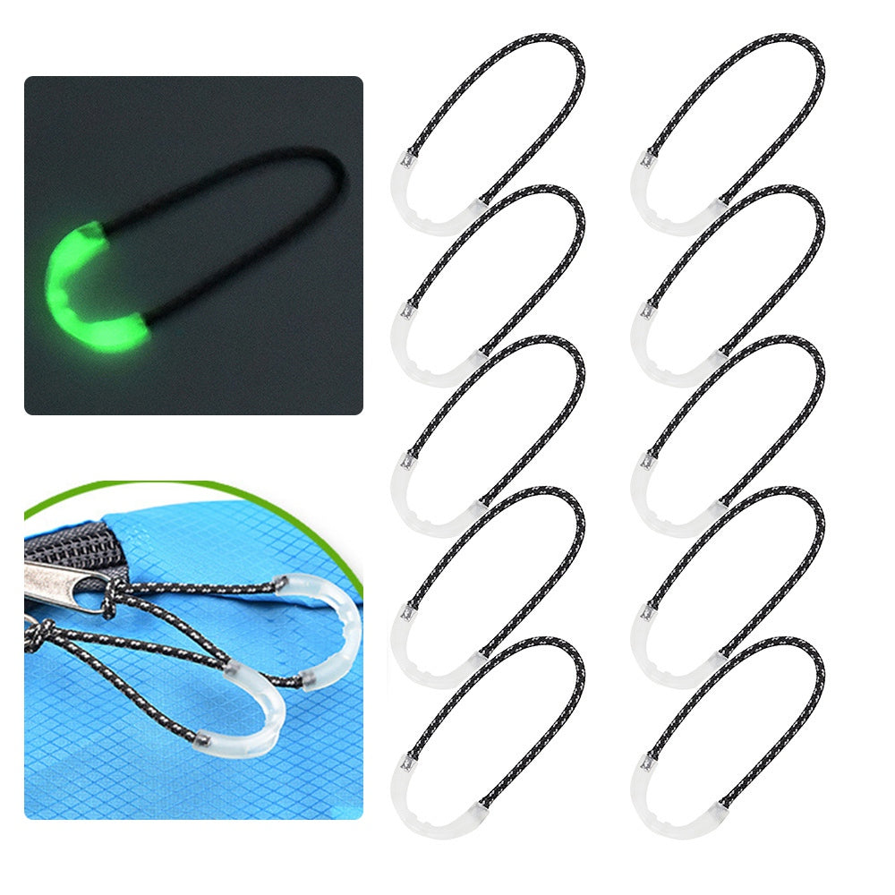 LUCKSTONE SLPJ 10Pcs Camping Luminous Zipper Puller Backpack Zipper Extension Rope Multifunctional Outdoor Tool