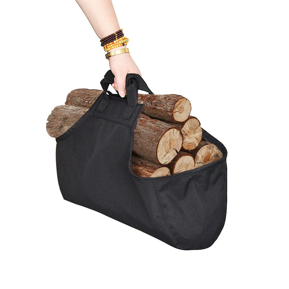 LUCKSTONE CHSNB-001-BK Firewood Storage Bag Large Handbag Wood Burning Stove Fireplace Accessories