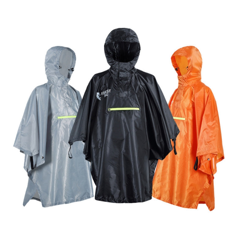 FOREST DOG Men Women Outdoor Camping Hiking Rain Poncho Reflective Raincoat