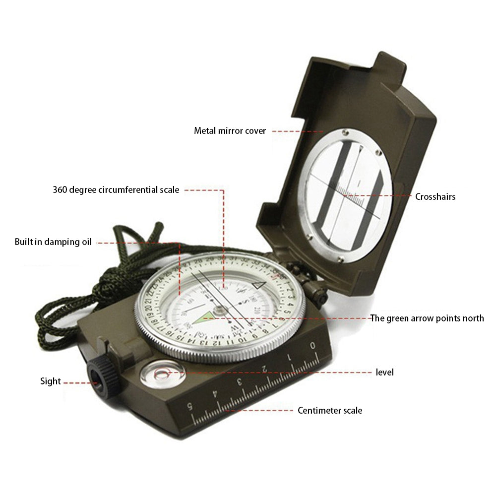 DESERT&FOX Tactical Survival Impact Resistant Sighting Compass Camping Accessories with Lanyard