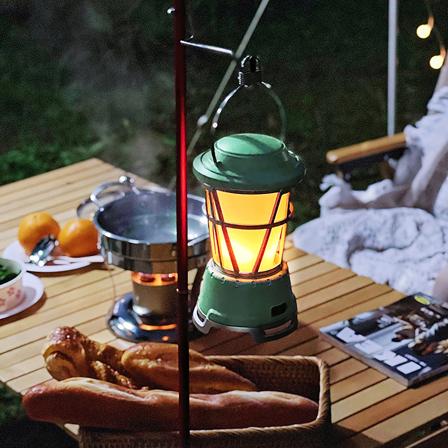 MY-88071 Retro LED Lamp Portable Outdoor Camping Lantern Light USB Rechargeable Solar Charging Tent Light Decorative Garden Lamp