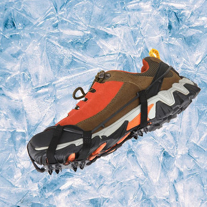 1 Pair 24 Teeth Anti-Slip Ice Grips Gripper Shoes Boot Hiking Ice Climbing Shoe Spikes Crampons Shoes Cover