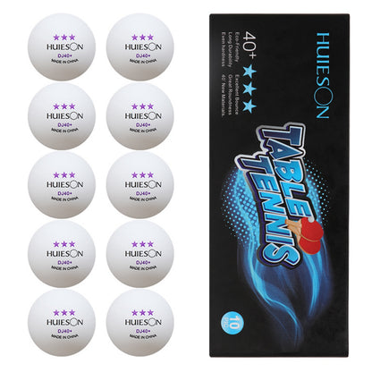 HUIESON 10Pcs / Set Three Star DJ40+ Table Tennis Balls Lightweight Non-flammable Ping Pong Ball for Training