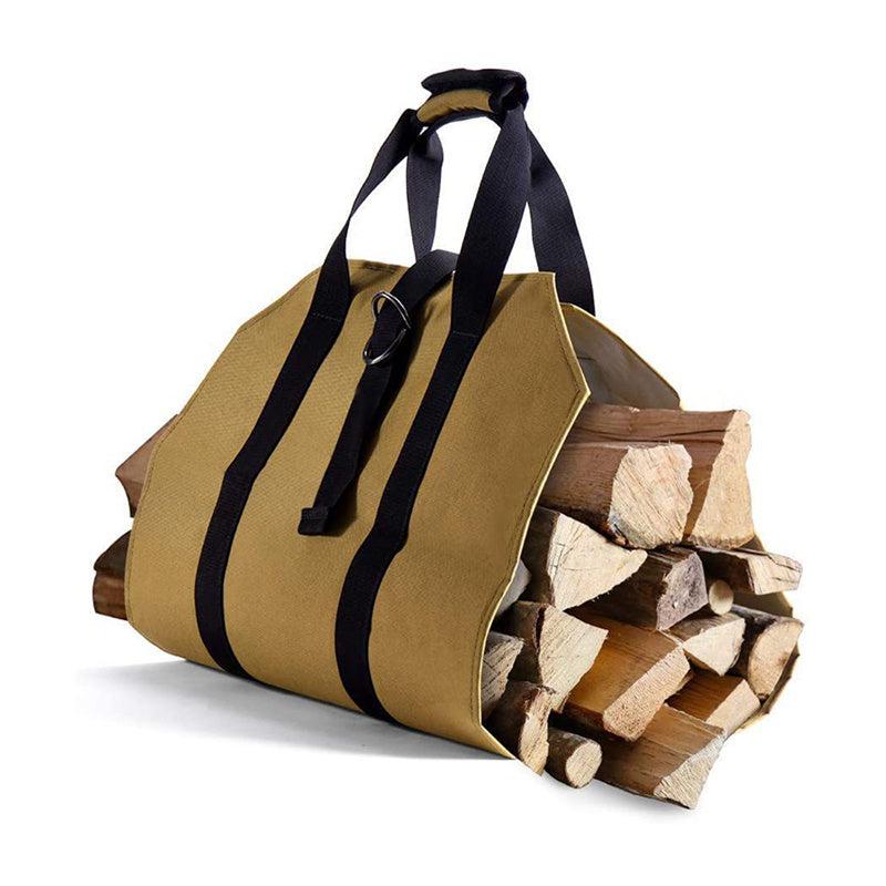 Waterproof Firewood Storage Bag Canvas Portable Logging Organizer Tote Pouch