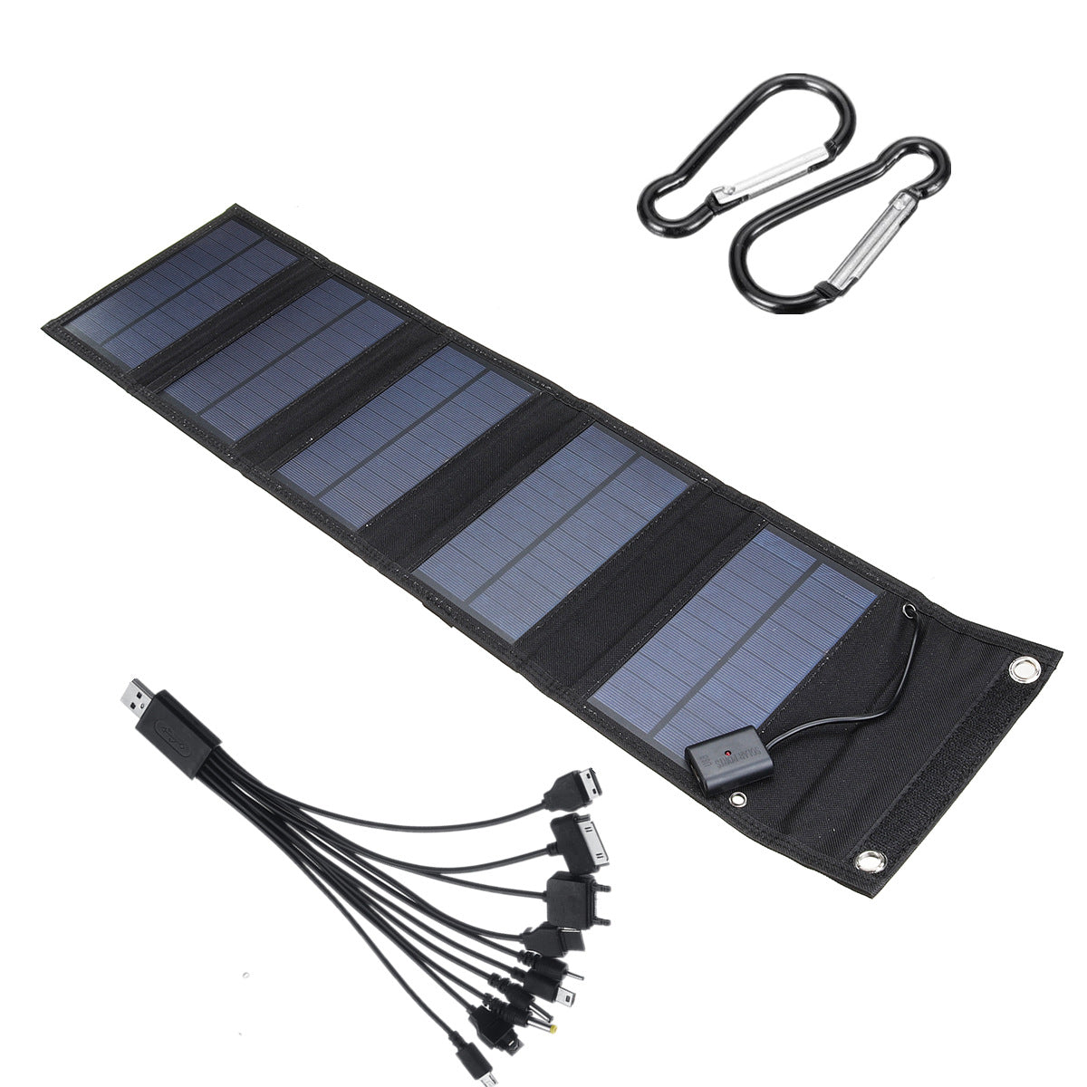 Monocrystalline Foldable Solar Panel Portable Outdoor Power Generator with Carabiner and Cable