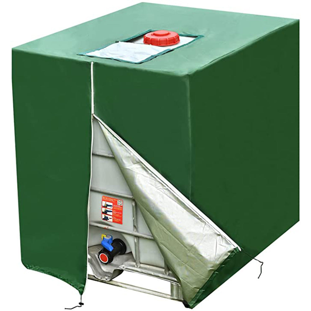 1000L IBC Tank Cover Outdoor Water Barrel Cover IBC Water Tank Sunscreen Cover (with Zipper+Flap)