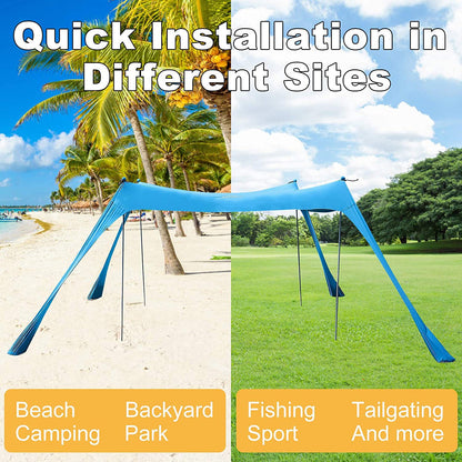 UV Protection Beach Tent Canopy Outdoor Fishing Camping Sun Shade Shelter, 4x4-Section Rod, 210x170x200cm