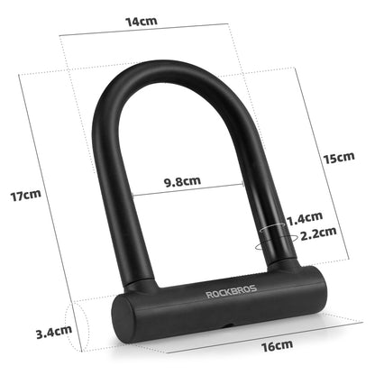 ROCKBROS RKS610 Anti-Theft Bike Lock High Security Bicycle U-Shape Lock Electric Bike Motorcycle Lock