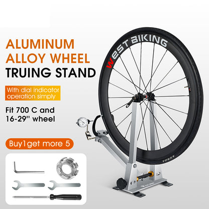 WEST BIKING YP0719282 Bike Wheel Truing Stand with Dial Indicator Gauge MTB Road BMX Bicycle Rims Correction Wheel Maintenance Repair Tool