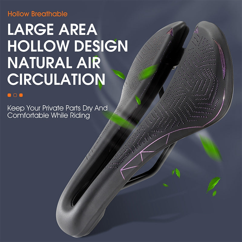 WEST BIKING YP0801136 Ultralight Road Bike Saddle Hollow Seat Cushion Waterproof Leather Cycling Saddle