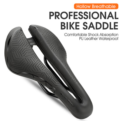 WEST BIKING YP0801136 Ultralight Road Bike Saddle Hollow Seat Cushion Waterproof Leather Cycling Saddle