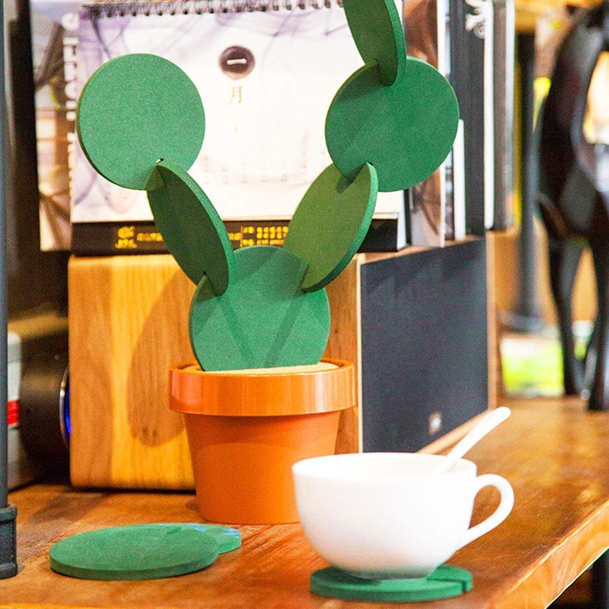 1 Set Flower Cactus Shaped Drinks Coasters Cup Holder Mat Pads Placemat DIY Household Tableware