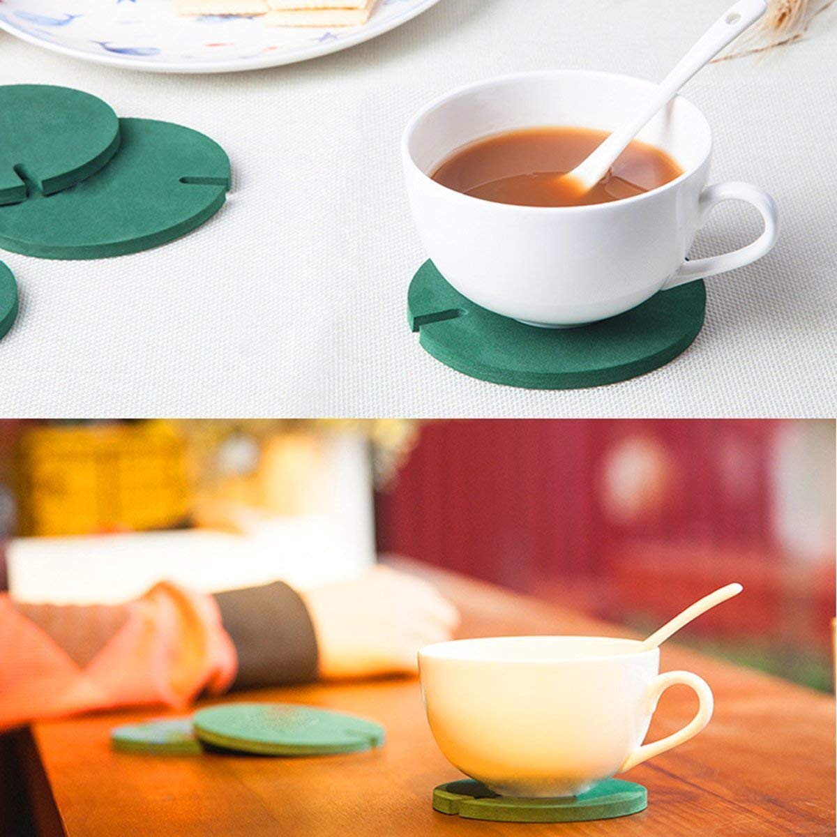 1 Set Flower Cactus Shaped Drinks Coasters Cup Holder Mat Pads Placemat DIY Household Tableware