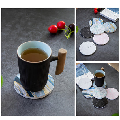 Marble Grain Cup Coaster Nordic Insulated Absorbent Round Ceramic Coffee Mug Placemat