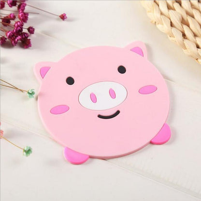 D06 Cute Cartoon Animal Shape Dining Table Silicone Coaster Coffee Tea Cup Mat Heat-resistant Pad Kitchen Decor