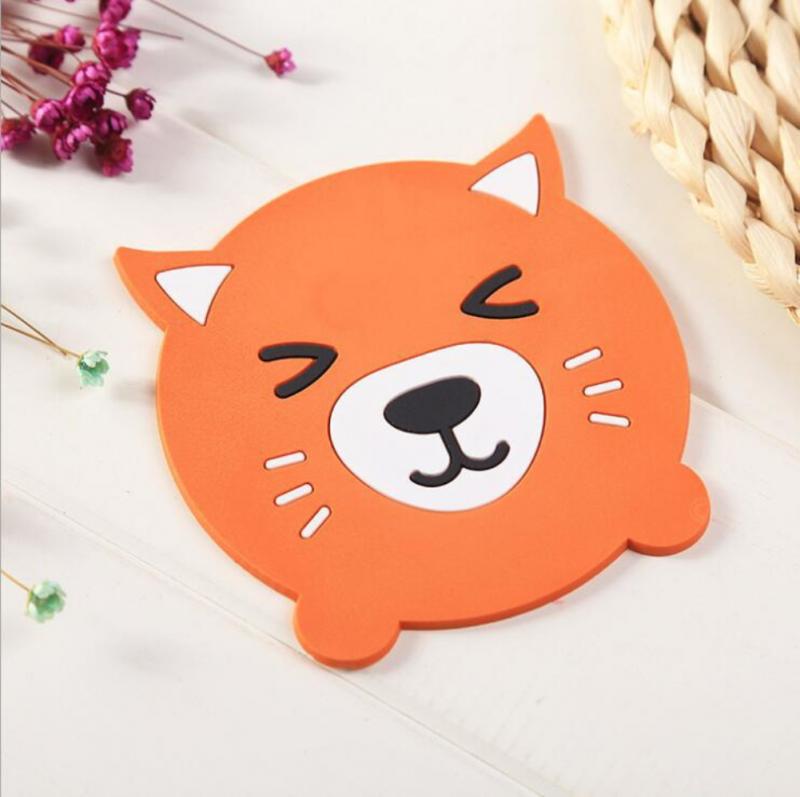 D06 Cute Cartoon Animal Shape Dining Table Silicone Coaster Coffee Tea Cup Mat Heat-resistant Pad Kitchen Decor