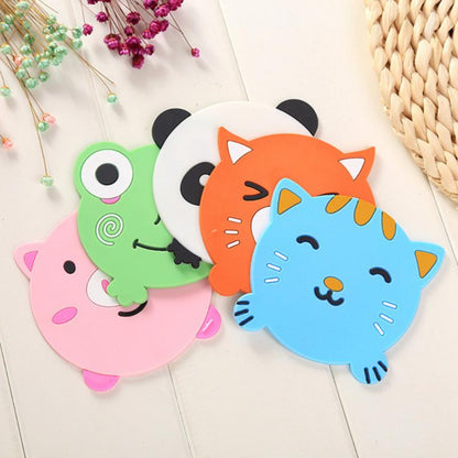 D06 Cute Cartoon Animal Shape Dining Table Silicone Coaster Coffee Tea Cup Mat Heat-resistant Pad Kitchen Decor