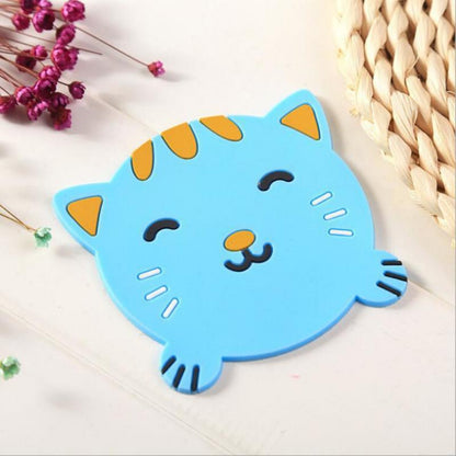 D06 Cute Cartoon Animal Shape Dining Table Silicone Coaster Coffee Tea Cup Mat Heat-resistant Pad Kitchen Decor