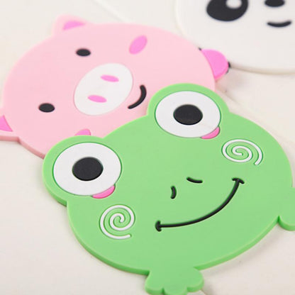 D06 Cute Cartoon Animal Shape Dining Table Silicone Coaster Coffee Tea Cup Mat Heat-resistant Pad Kitchen Decor