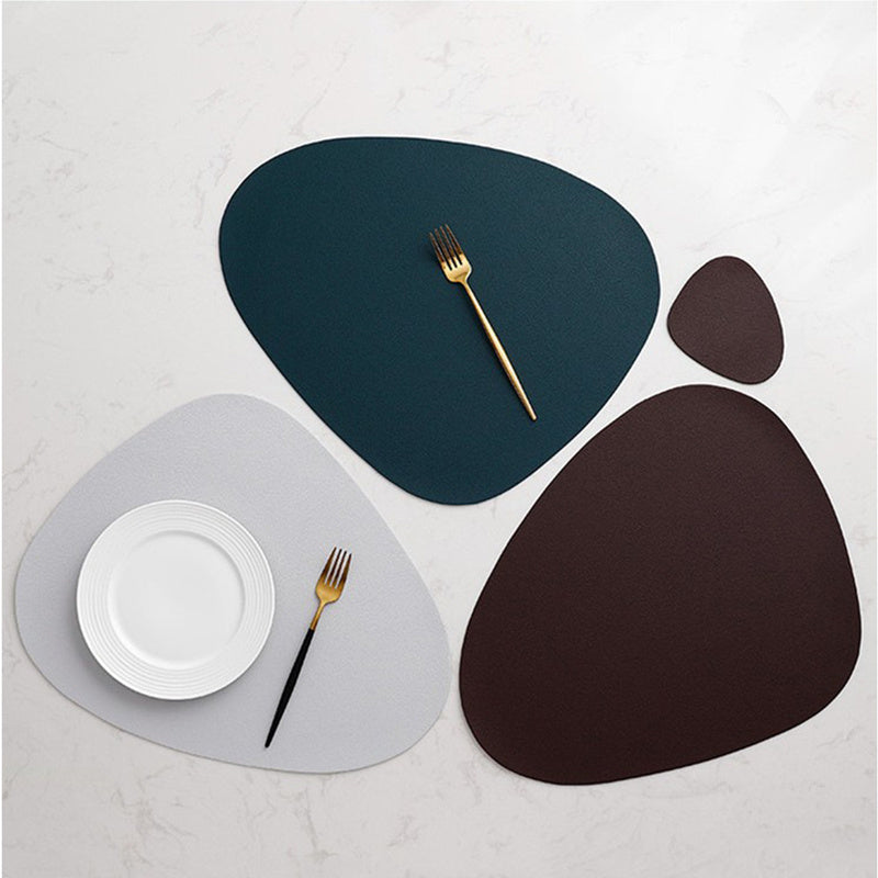 CDY002 PVC Leather Heat Insulation Placemats Bowl Coaster Kitchen Non-Slip Tableware Pad Table Mat, Size L