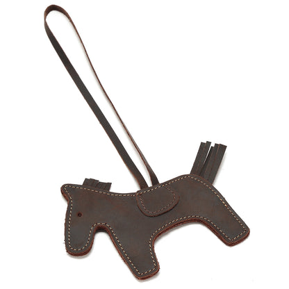 K154 Genuine Cowhide Leather Horse Shape Keychain Key Ring Pendant Purse Handbag Accessory