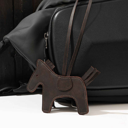 K154 Genuine Cowhide Leather Horse Shape Keychain Key Ring Pendant Purse Handbag Accessory