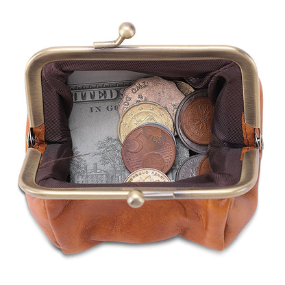 K095 Retro Handmade Coin Purse Clutch Money Bag Top Layer Cowhide Women Girl Wallet